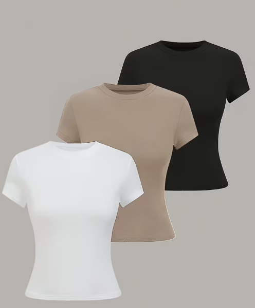 Moteriški trumpi marškinėliai 3vnt.